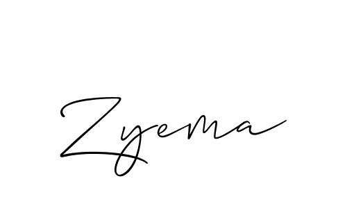 Use a signature maker to create a handwritten signature online. With this signature software, you can design (Allison_Script) your own signature for name Zyema. Zyema signature style 2 images and pictures png