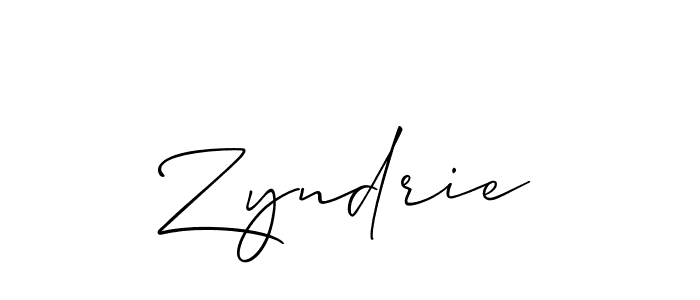 Use a signature maker to create a handwritten signature online. With this signature software, you can design (Allison_Script) your own signature for name Zyndrie. Zyndrie signature style 2 images and pictures png