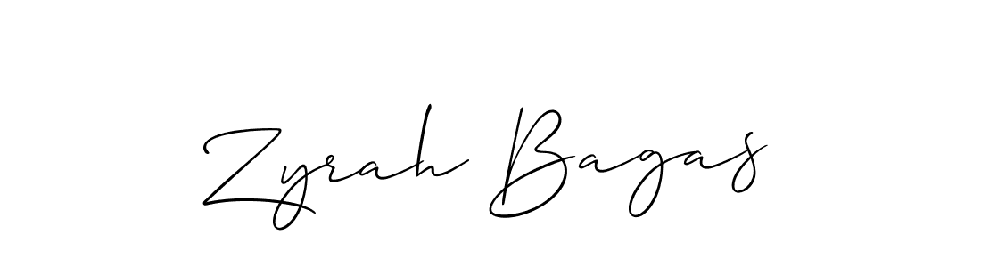 The best way (Allison_Script) to make a short signature is to pick only two or three words in your name. The name Zyrah Bagas include a total of six letters. For converting this name. Zyrah Bagas signature style 2 images and pictures png