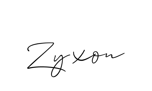 Design your own signature with our free online signature maker. With this signature software, you can create a handwritten (Allison_Script) signature for name Zyxon. Zyxon signature style 2 images and pictures png