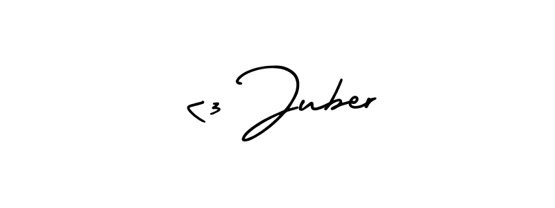 <3 Juber stylish signature style. Best Handwritten Sign (AmerikaSignatureDemo-Regular) for my name. Handwritten Signature Collection Ideas for my name <3 Juber. <3 Juber signature style 3 images and pictures png