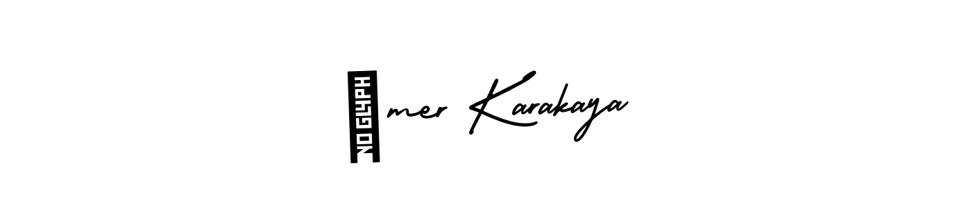 You should practise on your own different ways (AmerikaSignatureDemo-Regular) to write your name (Ömer Karakaya) in signature. don't let someone else do it for you. Ömer Karakaya signature style 3 images and pictures png