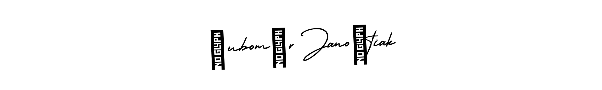 This is the best signature style for the Ľubomír Janoštiak name. Also you like these signature font (AmerikaSignatureDemo-Regular). Mix name signature. Ľubomír Janoštiak signature style 3 images and pictures png