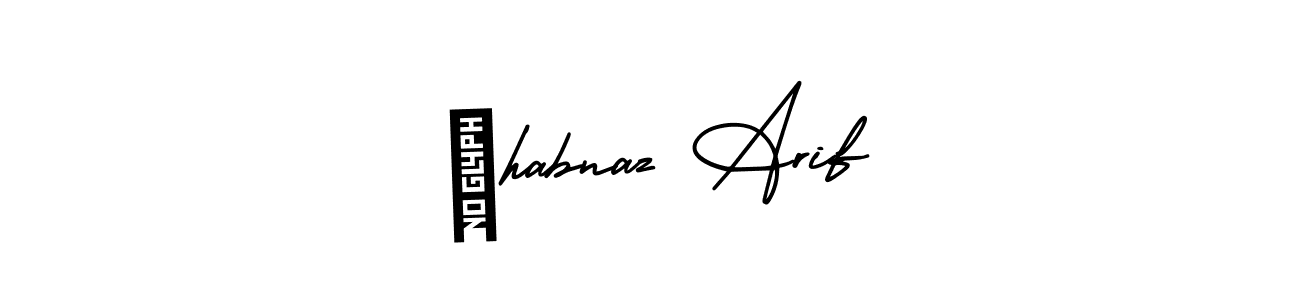 You should practise on your own different ways (AmerikaSignatureDemo-Regular) to write your name (Şhabnaz Arif) in signature. don't let someone else do it for you. Şhabnaz Arif signature style 3 images and pictures png