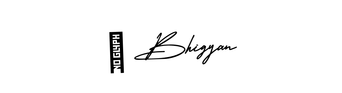 How to make अ Bhigyan name signature. Use AmerikaSignatureDemo-Regular style for creating short signs online. This is the latest handwritten sign. अ Bhigyan signature style 3 images and pictures png