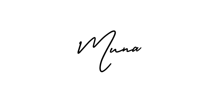 Use a signature maker to create a handwritten signature online. With this signature software, you can design (AmerikaSignatureDemo-Regular) your own signature for name   Muna .   Muna  signature style 3 images and pictures png
