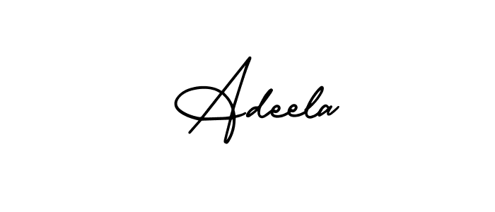 How to make  Adeela name signature. Use AmerikaSignatureDemo-Regular style for creating short signs online. This is the latest handwritten sign.  Adeela signature style 3 images and pictures png