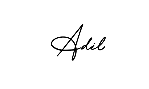 The best way (AmerikaSignatureDemo-Regular) to make a short signature is to pick only two or three words in your name. The name  Adil include a total of six letters. For converting this name.  Adil signature style 3 images and pictures png