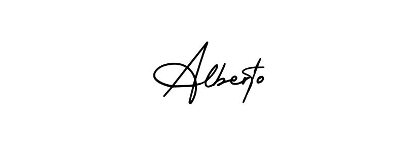 Use a signature maker to create a handwritten signature online. With this signature software, you can design (AmerikaSignatureDemo-Regular) your own signature for name  Alberto.  Alberto signature style 3 images and pictures png