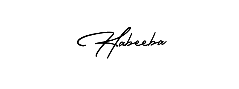 How to make  Habeeba name signature. Use AmerikaSignatureDemo-Regular style for creating short signs online. This is the latest handwritten sign.  Habeeba signature style 3 images and pictures png