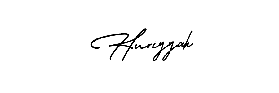 The best way (AmerikaSignatureDemo-Regular) to make a short signature is to pick only two or three words in your name. The name  Huriyyah include a total of six letters. For converting this name.  Huriyyah signature style 3 images and pictures png