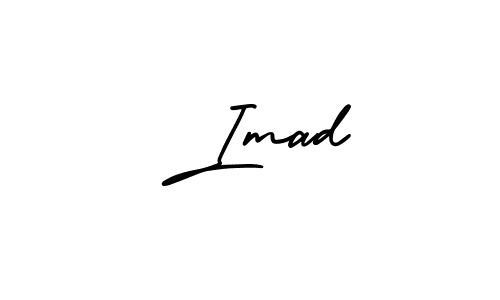 The best way (AmerikaSignatureDemo-Regular) to make a short signature is to pick only two or three words in your name. The name  Imad include a total of six letters. For converting this name.  Imad signature style 3 images and pictures png