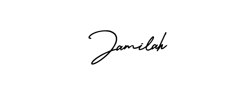 Use a signature maker to create a handwritten signature online. With this signature software, you can design (AmerikaSignatureDemo-Regular) your own signature for name  Jamilah.  Jamilah signature style 3 images and pictures png