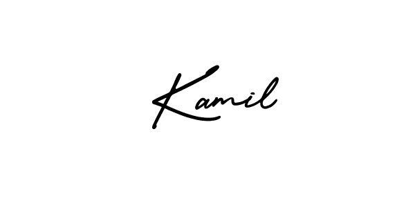 The best way (AmerikaSignatureDemo-Regular) to make a short signature is to pick only two or three words in your name. The name  Kamil include a total of six letters. For converting this name.  Kamil signature style 3 images and pictures png