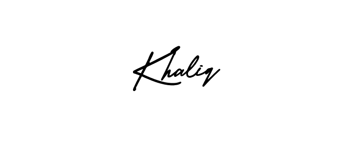 You should practise on your own different ways (AmerikaSignatureDemo-Regular) to write your name ( Khaliq) in signature. don't let someone else do it for you.  Khaliq signature style 3 images and pictures png