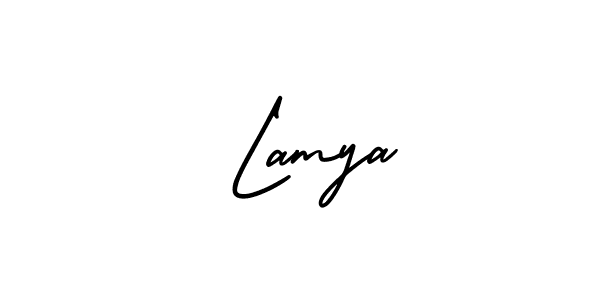 Similarly AmerikaSignatureDemo-Regular is the best handwritten signature design. Signature creator online .You can use it as an online autograph creator for name  Lamya.  Lamya signature style 3 images and pictures png