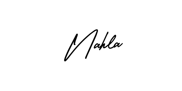 Similarly AmerikaSignatureDemo-Regular is the best handwritten signature design. Signature creator online .You can use it as an online autograph creator for name  Nahla.  Nahla signature style 3 images and pictures png