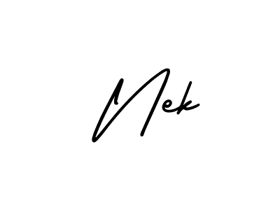 Create a beautiful signature design for name  Nek. With this signature (AmerikaSignatureDemo-Regular) fonts, you can make a handwritten signature for free.  Nek signature style 3 images and pictures png