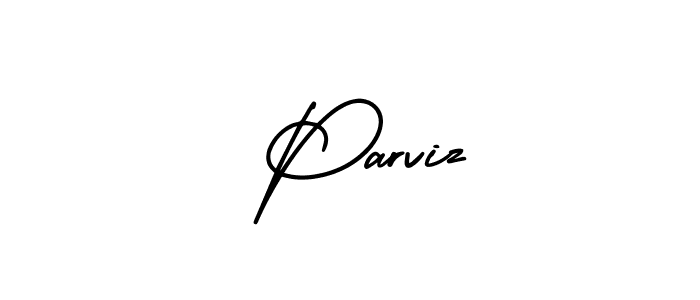 Use a signature maker to create a handwritten signature online. With this signature software, you can design (AmerikaSignatureDemo-Regular) your own signature for name  Parviz.  Parviz signature style 3 images and pictures png