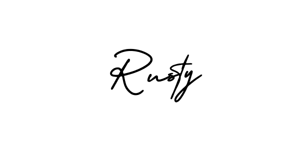 Make a beautiful signature design for name  Rusty. With this signature (AmerikaSignatureDemo-Regular) style, you can create a handwritten signature for free.  Rusty signature style 3 images and pictures png