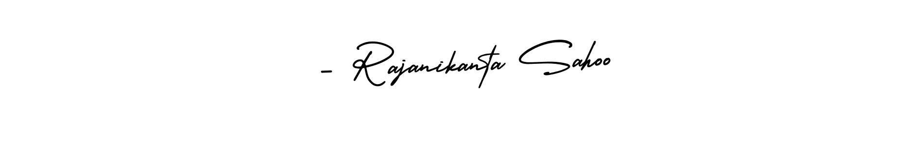 The best way (AmerikaSignatureDemo-Regular) to make a short signature is to pick only two or three words in your name. The name - Rajanikanta Sahoo include a total of six letters. For converting this name. - Rajanikanta Sahoo signature style 3 images and pictures png