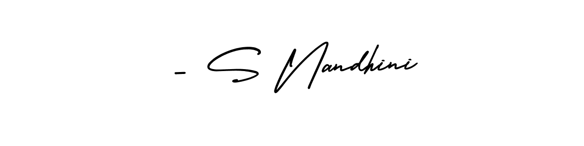 You should practise on your own different ways (AmerikaSignatureDemo-Regular) to write your name (- S Nandhini) in signature. don't let someone else do it for you. - S Nandhini signature style 3 images and pictures png