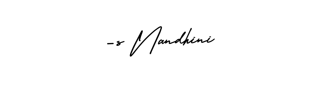 Design your own signature with our free online signature maker. With this signature software, you can create a handwritten (AmerikaSignatureDemo-Regular) signature for name -s Nandhini. -s Nandhini signature style 3 images and pictures png