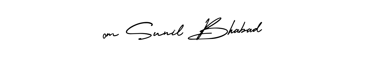 How to make 0m Sunil Bhabad name signature. Use AmerikaSignatureDemo-Regular style for creating short signs online. This is the latest handwritten sign. 0m Sunil Bhabad signature style 3 images and pictures png