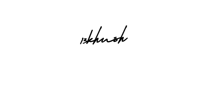 The best way (AmerikaSignatureDemo-Regular) to make a short signature is to pick only two or three words in your name. The name 13khush include a total of six letters. For converting this name. 13khush signature style 3 images and pictures png