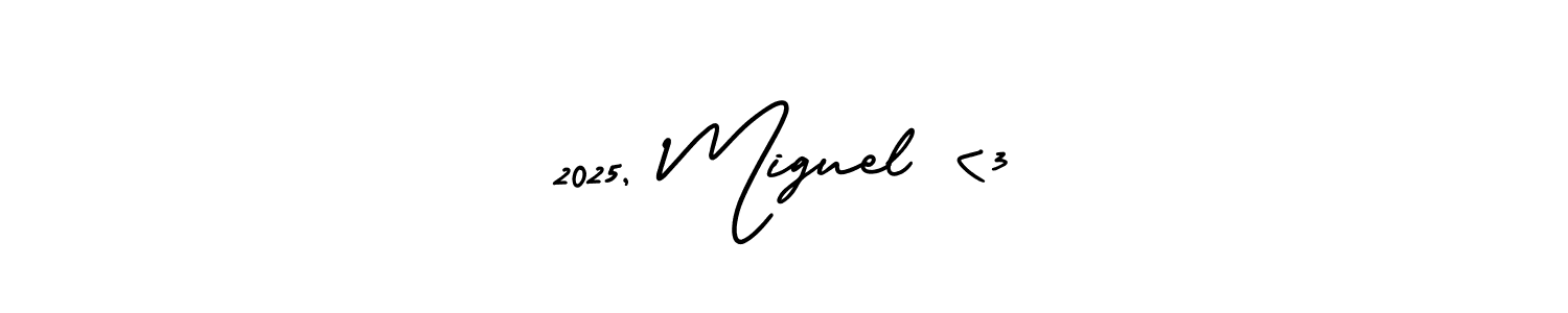 The best way (AmerikaSignatureDemo-Regular) to make a short signature is to pick only two or three words in your name. The name 2025, Miguel <3 include a total of six letters. For converting this name. 2025, Miguel <3 signature style 3 images and pictures png