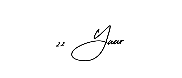 How to Draw 22 Yaar signature style? AmerikaSignatureDemo-Regular is a latest design signature styles for name 22 Yaar. 22 Yaar signature style 3 images and pictures png