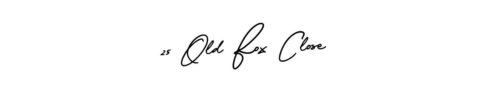The best way (AmerikaSignatureDemo-Regular) to make a short signature is to pick only two or three words in your name. The name 25 Old Fox Close include a total of six letters. For converting this name. 25 Old Fox Close signature style 3 images and pictures png