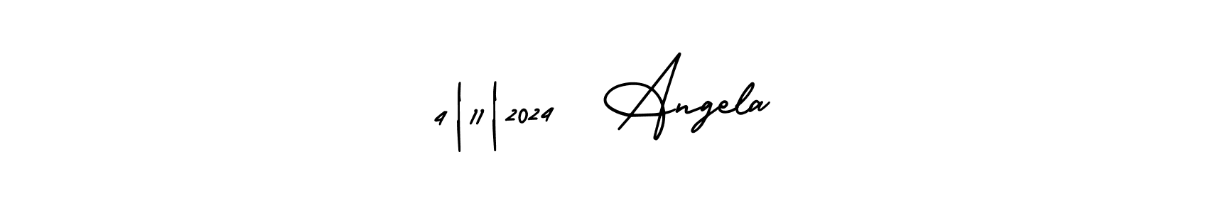 Use a signature maker to create a handwritten signature online. With this signature software, you can design (AmerikaSignatureDemo-Regular) your own signature for name 4|11|2024  Angela. 4|11|2024  Angela signature style 3 images and pictures png