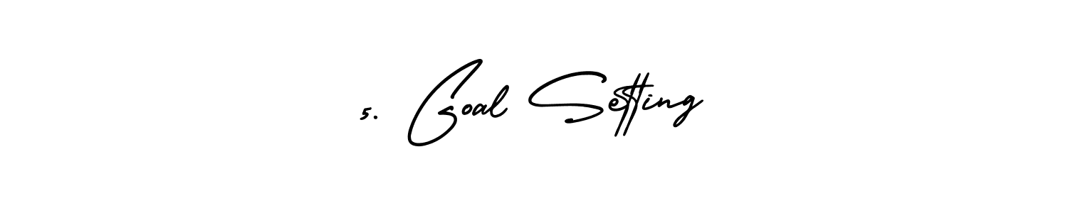 You should practise on your own different ways (AmerikaSignatureDemo-Regular) to write your name (5. Goal Setting) in signature. don't let someone else do it for you. 5. Goal Setting signature style 3 images and pictures png