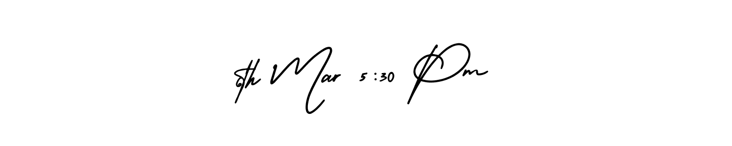 The best way (AmerikaSignatureDemo-Regular) to make a short signature is to pick only two or three words in your name. The name 6th Mar 5:30 Pm include a total of six letters. For converting this name. 6th Mar 5:30 Pm signature style 3 images and pictures png