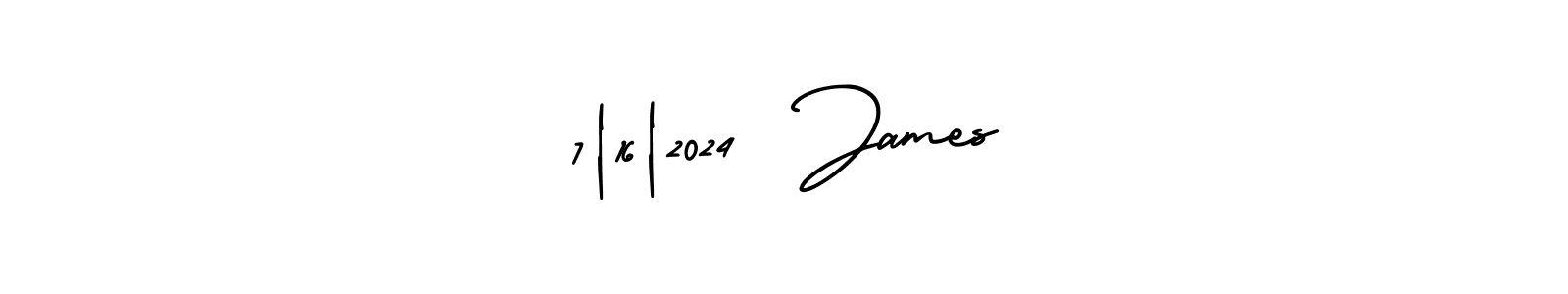 Use a signature maker to create a handwritten signature online. With this signature software, you can design (AmerikaSignatureDemo-Regular) your own signature for name 7|16|2024  James. 7|16|2024  James signature style 3 images and pictures png
