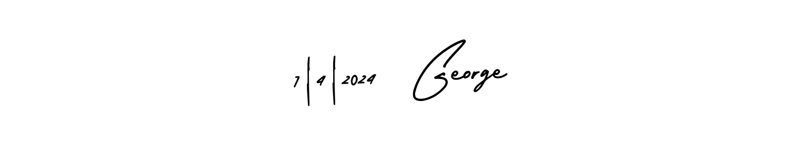 The best way (AmerikaSignatureDemo-Regular) to make a short signature is to pick only two or three words in your name. The name 7|4|2024  George include a total of six letters. For converting this name. 7|4|2024  George signature style 3 images and pictures png