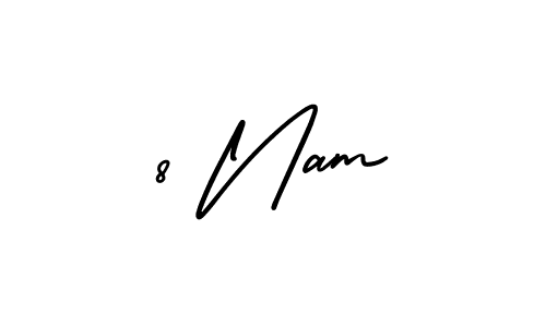 8 Nam stylish signature style. Best Handwritten Sign (AmerikaSignatureDemo-Regular) for my name. Handwritten Signature Collection Ideas for my name 8 Nam. 8 Nam signature style 3 images and pictures png