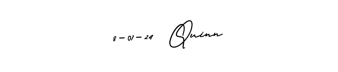 You should practise on your own different ways (AmerikaSignatureDemo-Regular) to write your name (8-01-24  Quinn) in signature. don't let someone else do it for you. 8-01-24  Quinn signature style 3 images and pictures png