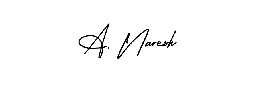 Make a beautiful signature design for name A, Naresh. With this signature (AmerikaSignatureDemo-Regular) style, you can create a handwritten signature for free. A, Naresh signature style 3 images and pictures png