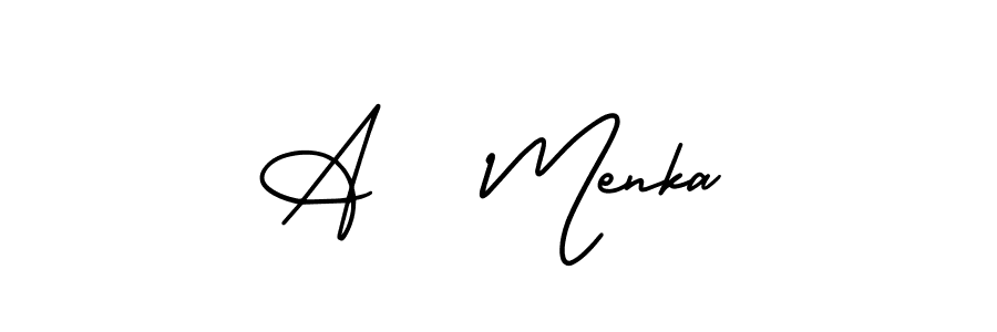 Design your own signature with our free online signature maker. With this signature software, you can create a handwritten (AmerikaSignatureDemo-Regular) signature for name A   Menka. A   Menka signature style 3 images and pictures png