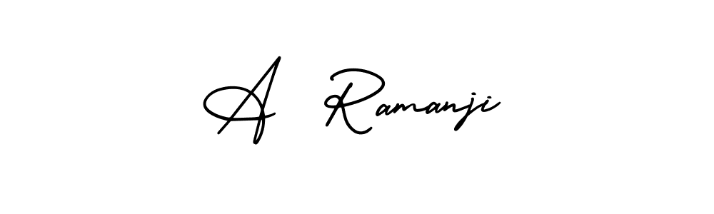 How to make A  Ramanji name signature. Use AmerikaSignatureDemo-Regular style for creating short signs online. This is the latest handwritten sign. A  Ramanji signature style 3 images and pictures png