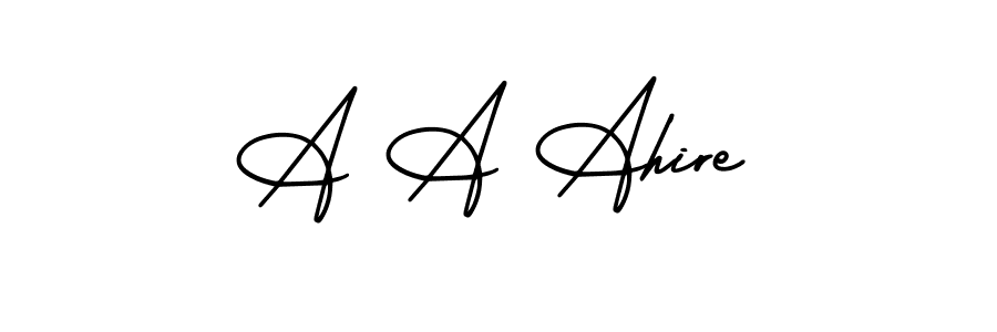 if you are searching for the best signature style for your name A A Ahire. so please give up your signature search. here we have designed multiple signature styles  using AmerikaSignatureDemo-Regular. A A Ahire signature style 3 images and pictures png