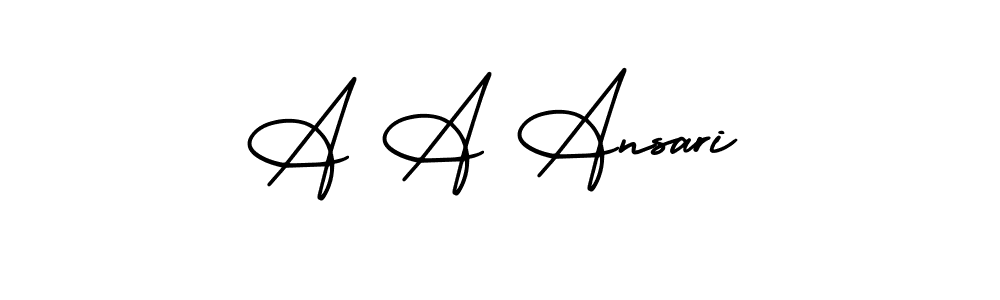 The best way (AmerikaSignatureDemo-Regular) to make a short signature is to pick only two or three words in your name. The name A A Ansari include a total of six letters. For converting this name. A A Ansari signature style 3 images and pictures png
