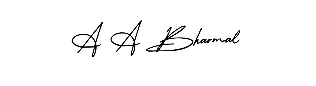 Make a beautiful signature design for name A A Bharmal. With this signature (AmerikaSignatureDemo-Regular) style, you can create a handwritten signature for free. A A Bharmal signature style 3 images and pictures png