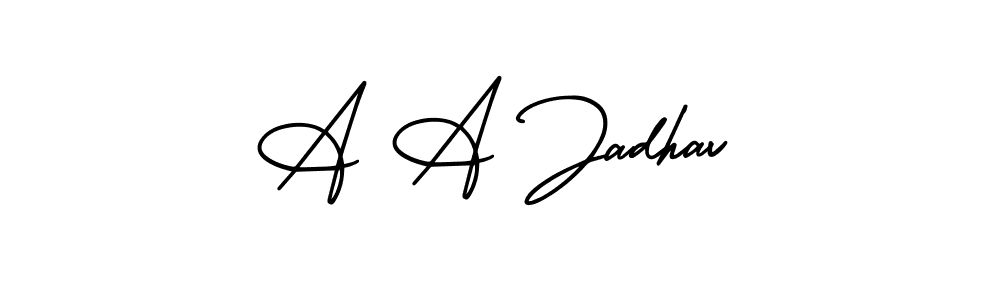 How to make A A Jadhav name signature. Use AmerikaSignatureDemo-Regular style for creating short signs online. This is the latest handwritten sign. A A Jadhav signature style 3 images and pictures png