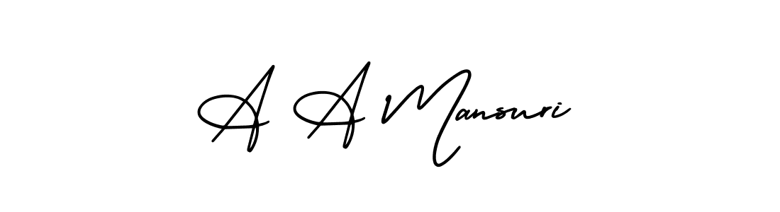 Make a beautiful signature design for name A A Mansuri. With this signature (AmerikaSignatureDemo-Regular) style, you can create a handwritten signature for free. A A Mansuri signature style 3 images and pictures png