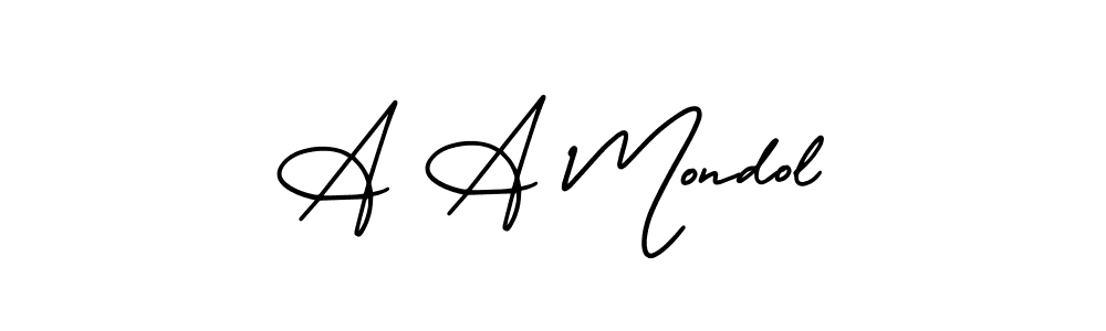 Make a beautiful signature design for name A A Mondol. With this signature (AmerikaSignatureDemo-Regular) style, you can create a handwritten signature for free. A A Mondol signature style 3 images and pictures png