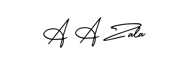 This is the best signature style for the A A Zala name. Also you like these signature font (AmerikaSignatureDemo-Regular). Mix name signature. A A Zala signature style 3 images and pictures png