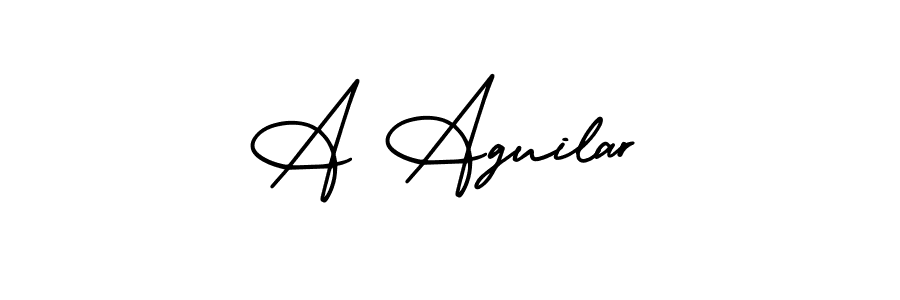 The best way (AmerikaSignatureDemo-Regular) to make a short signature is to pick only two or three words in your name. The name A Aguilar include a total of six letters. For converting this name. A Aguilar signature style 3 images and pictures png